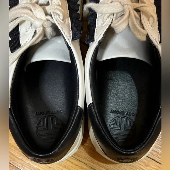Tory Burch White and Black Ruffle Sneakers - Picture 4 of 5